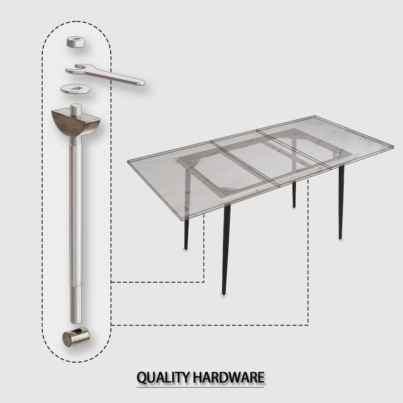 Modern Dining Set with Rectangular Extendable Table & High Back C-shaped Tube Chairs