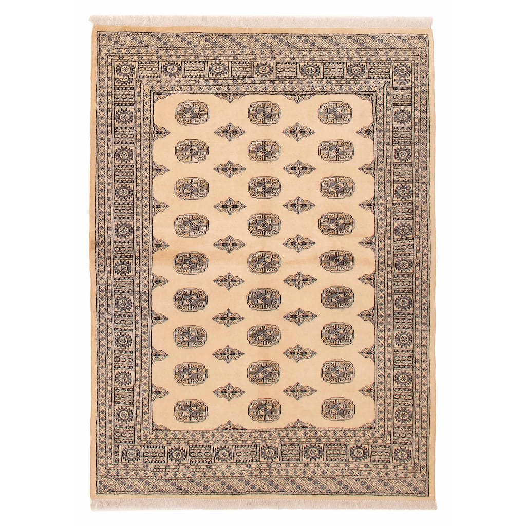 ECARPETGALLERY Hand-knotted Peshawar Bokhara Ivory Wool Rug - 5'7 x 7'9