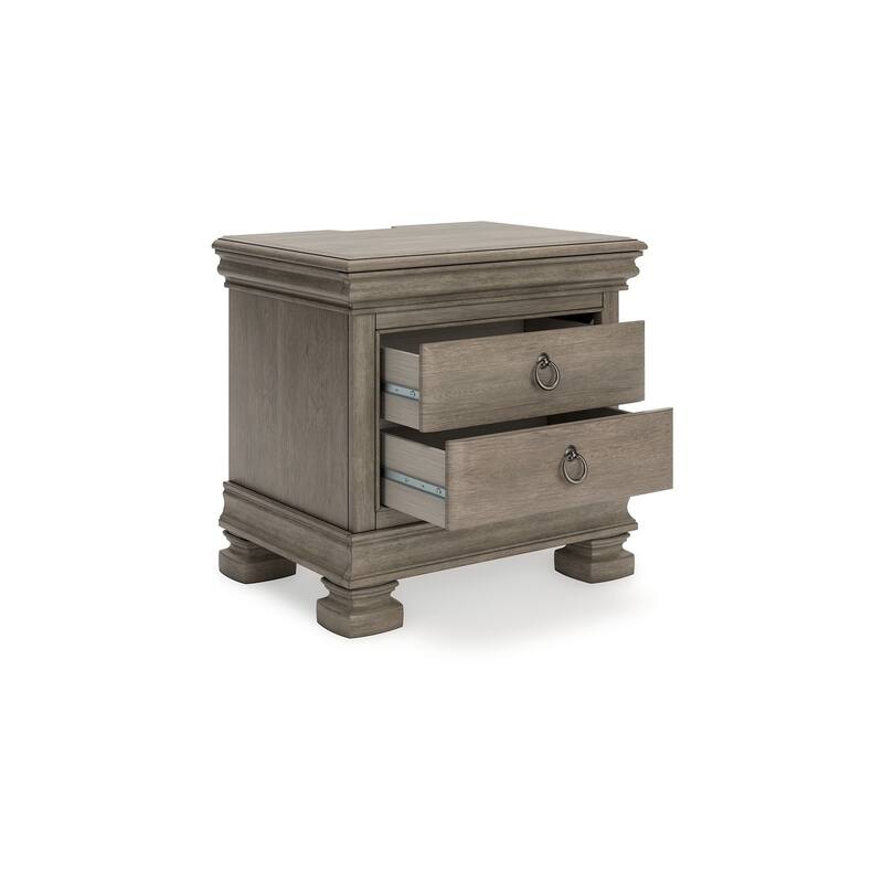 Orny Nightstand, 3 Drawer, 28 Inch, Light Gray Solid Hardwood Finish