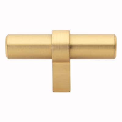 GlideRite 5-Pack 2-1/4 in. Satin Gold Euro Solid Cabinet T-Bar Pulls - Satin Gold