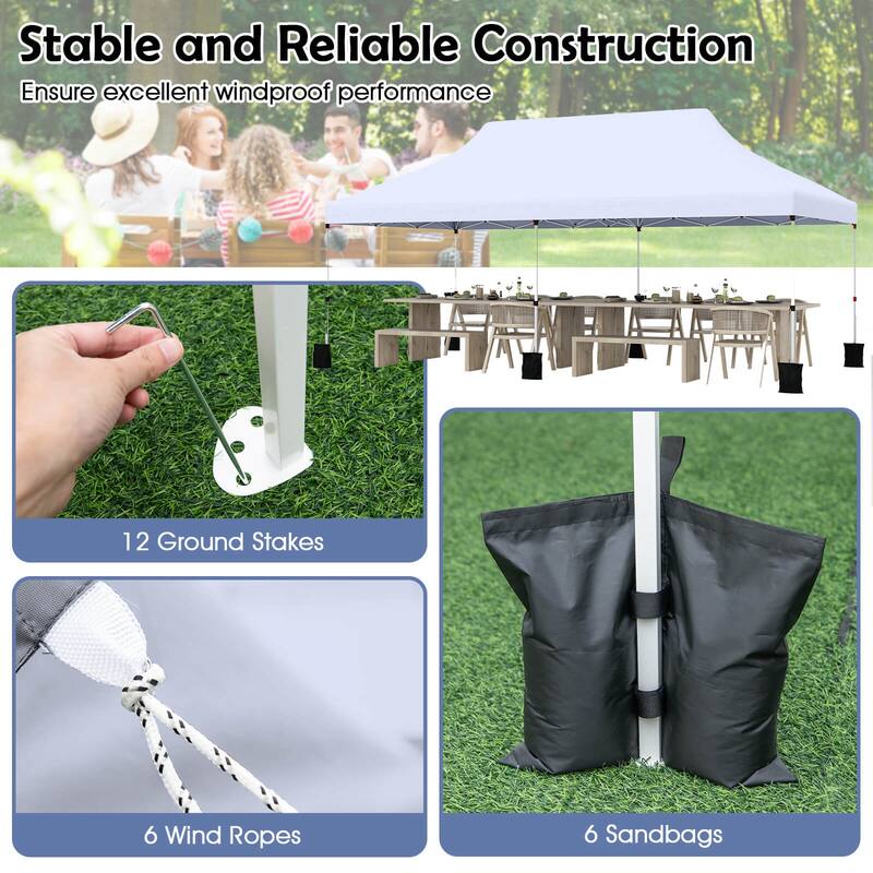 Costway 10 x 20 FT Pop-up Canopy UPF50+ Sun Protection Tent with - See Details