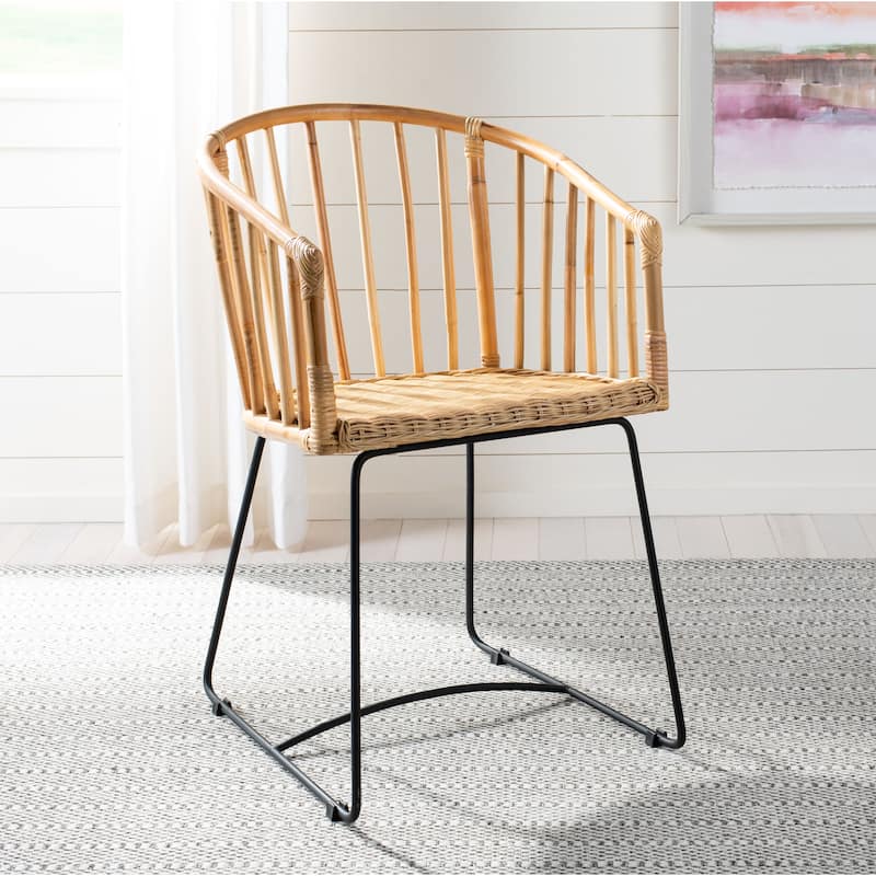 SAFAVIEH Ethie Rattan Natural Dining Chair - 22Wx22Dx32H - Natural/Black