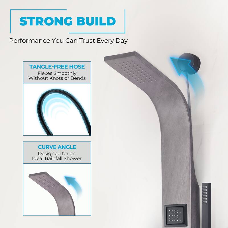 Aura 2-Jetted Shower Panel with Heavy Rain Shower & Spray Wand