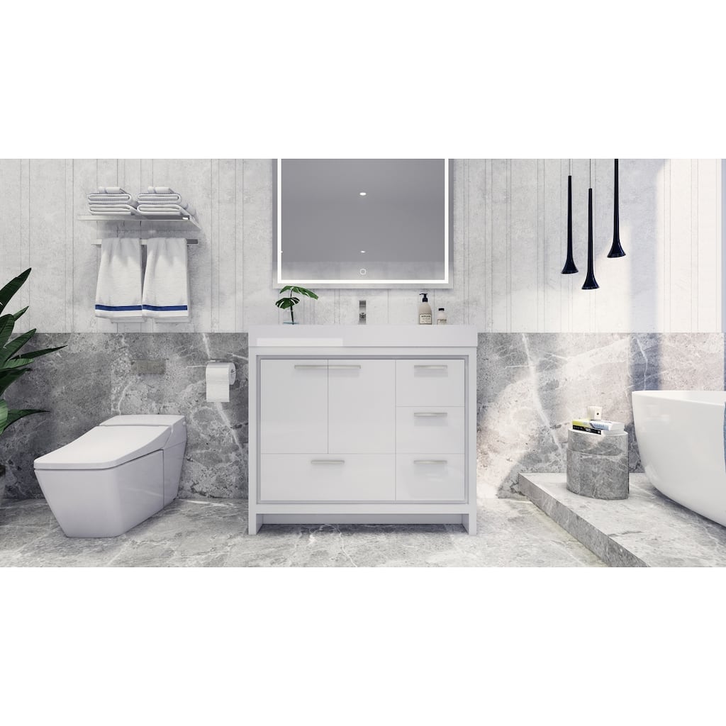 Dove 42'' Freestanding Vanity with Reinforced Acrylic Sink