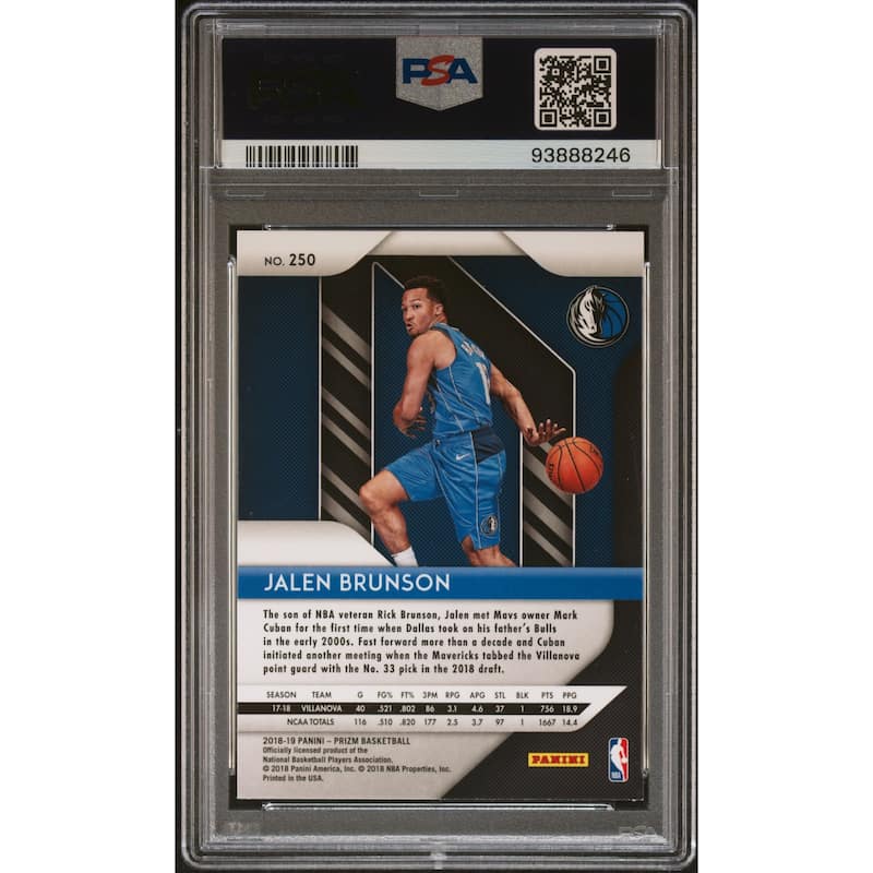 Jalen Brunson 2018 Panini Prizm Basketball Rookie Card #250 Graded PSA 8 - 16" x 20