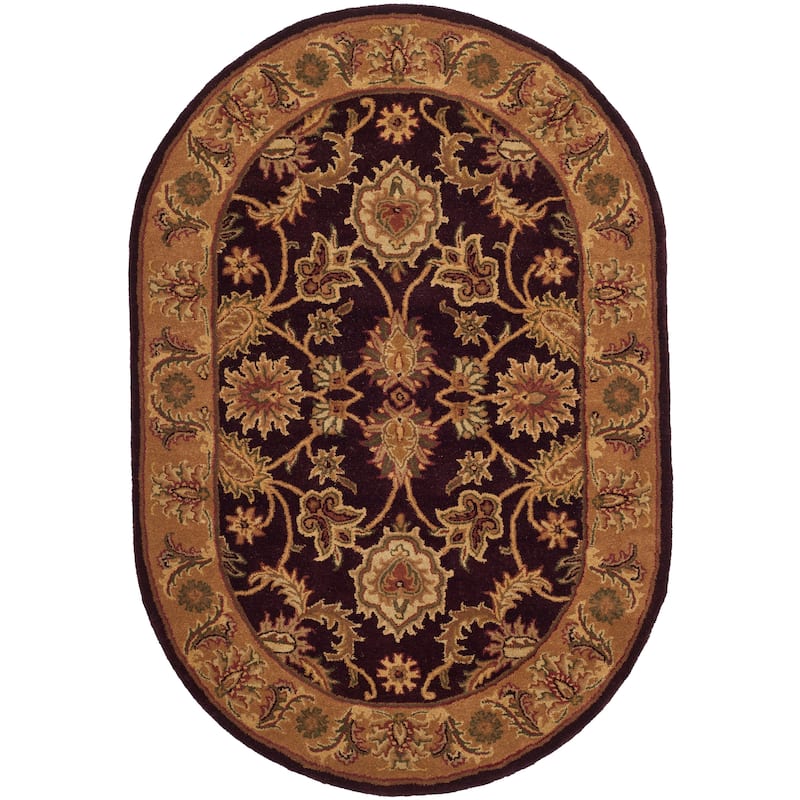 SAFAVIEH Handmade Classic Rukiye Traditional Oriental Wool Rug - 4'6" x 6'6" Oval - Dark Plum/Gold