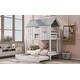 preview thumbnail 4 of 12, House Bunk Bed with Trundle, Roof, and Windows, Fun Design, Space-Saving, and Durable Pine Wood Frame, White
