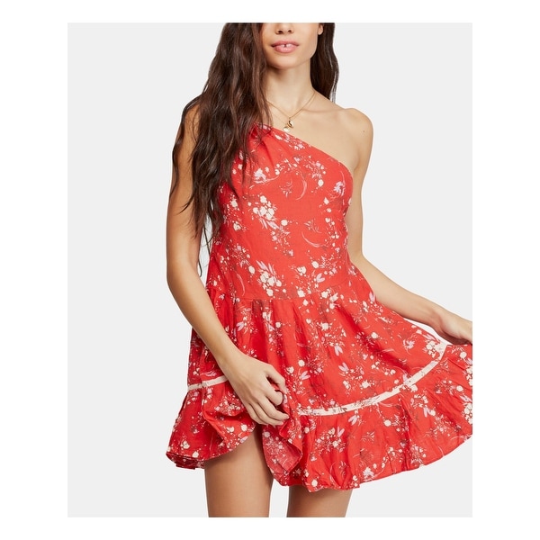 red floral shift dress