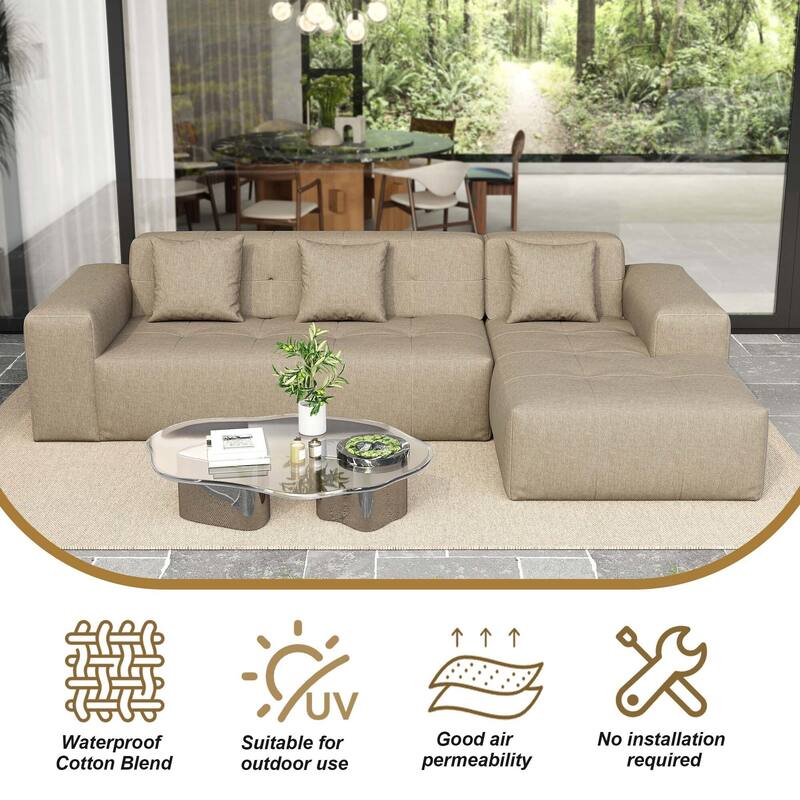 Casual Outdoor Oversized Sectional Sofa Loveseat Chaise Set