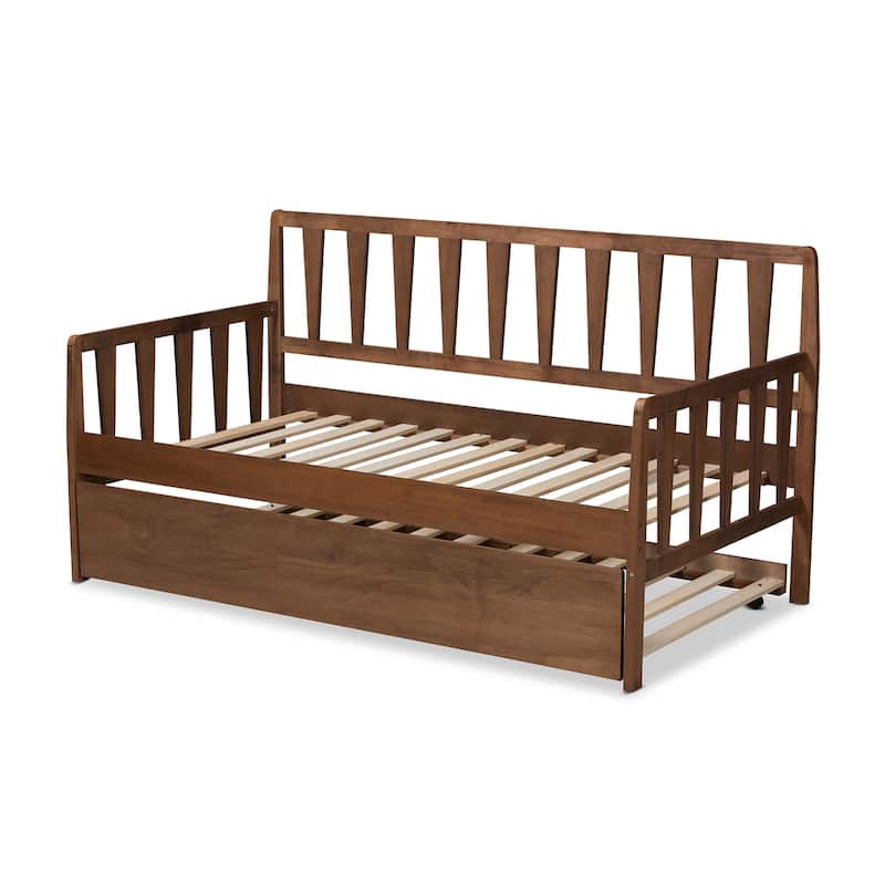 Midori Modern and Contemporary Twin Daybed with Roll-Out Trundle Bed