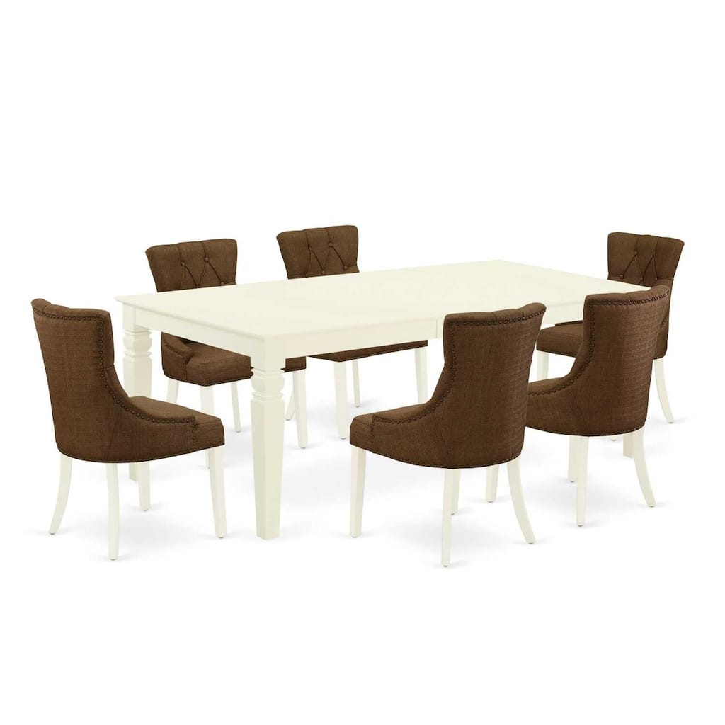 Coastal Craftsman 7-Piece Dinette Set - Kitchen Table with Leaf & 6 Parson Chairs - 84