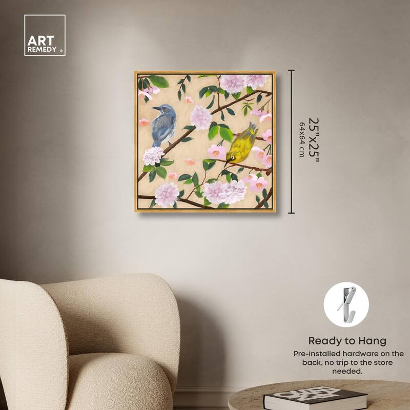 Birds Cuddle Canvas by Art Remedy