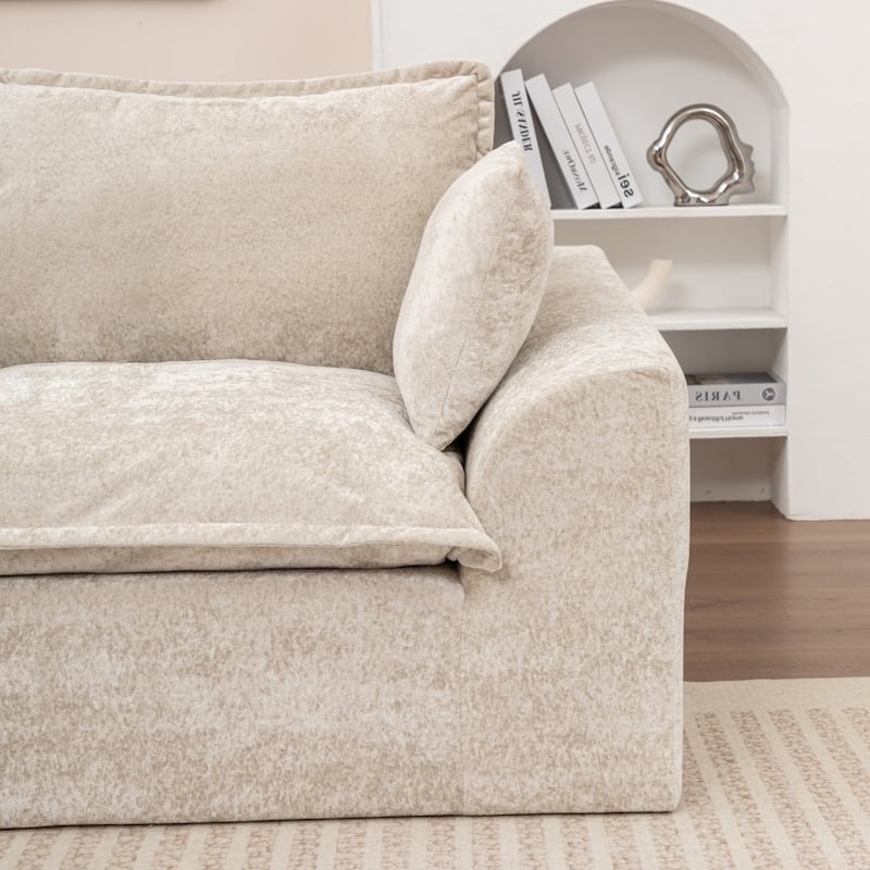 103.15" Modern Chenille Boneless Sectional Sofa with Chaise