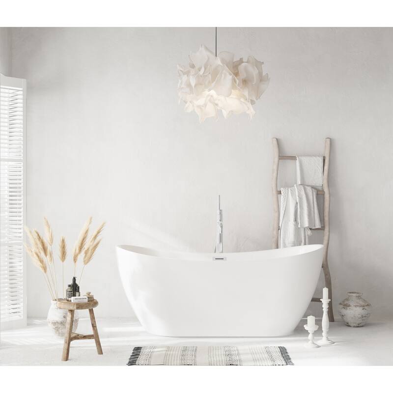 Morris Bathtub in Glossy White - Glossy White with Chrome Trim - 67"