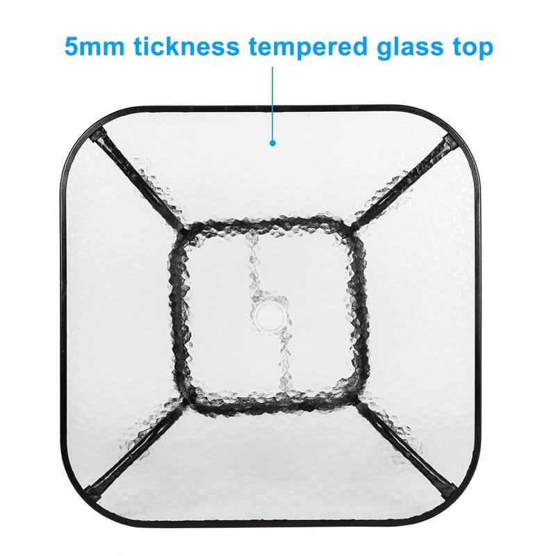 Outdoor Dining Table Square Toughened Glass Table Yard Garden Glass Table