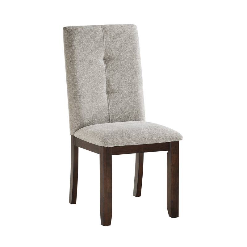 Upholstered Chairs Set of 2 Dark Cherry Finish Wood Frame Tufted Back Dining Chairs