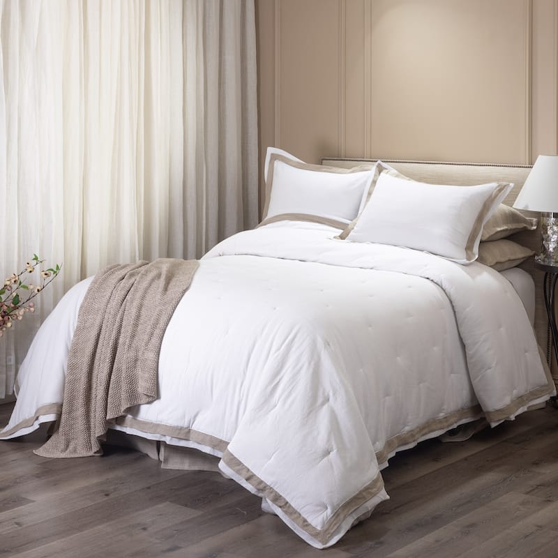 Orfeo Linen Comforter, White/Natural, Set