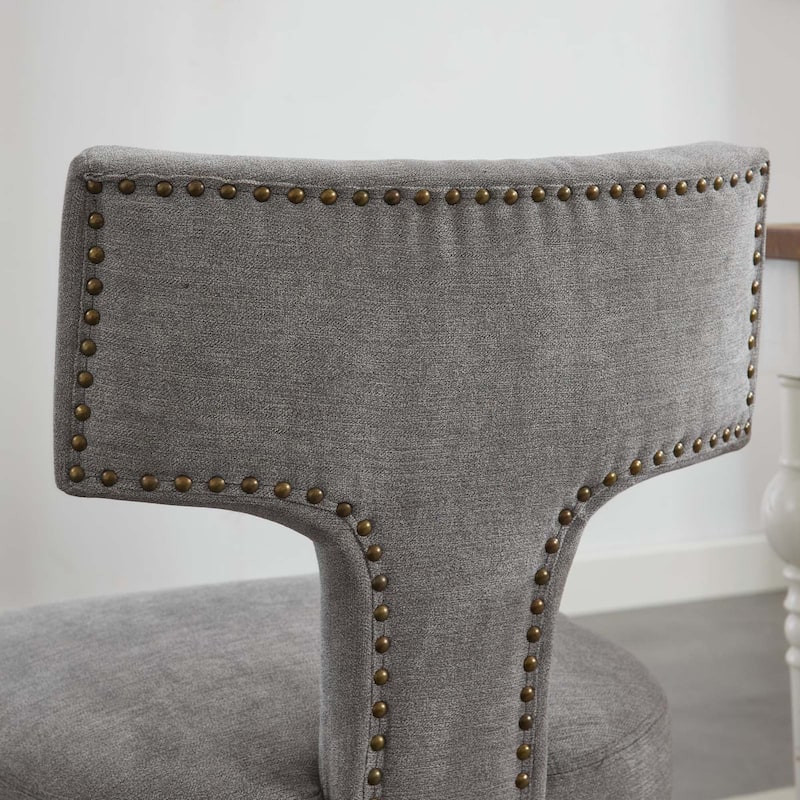 Farmhouse Mid Century Linen Fabric Dining Chairs Set of 2