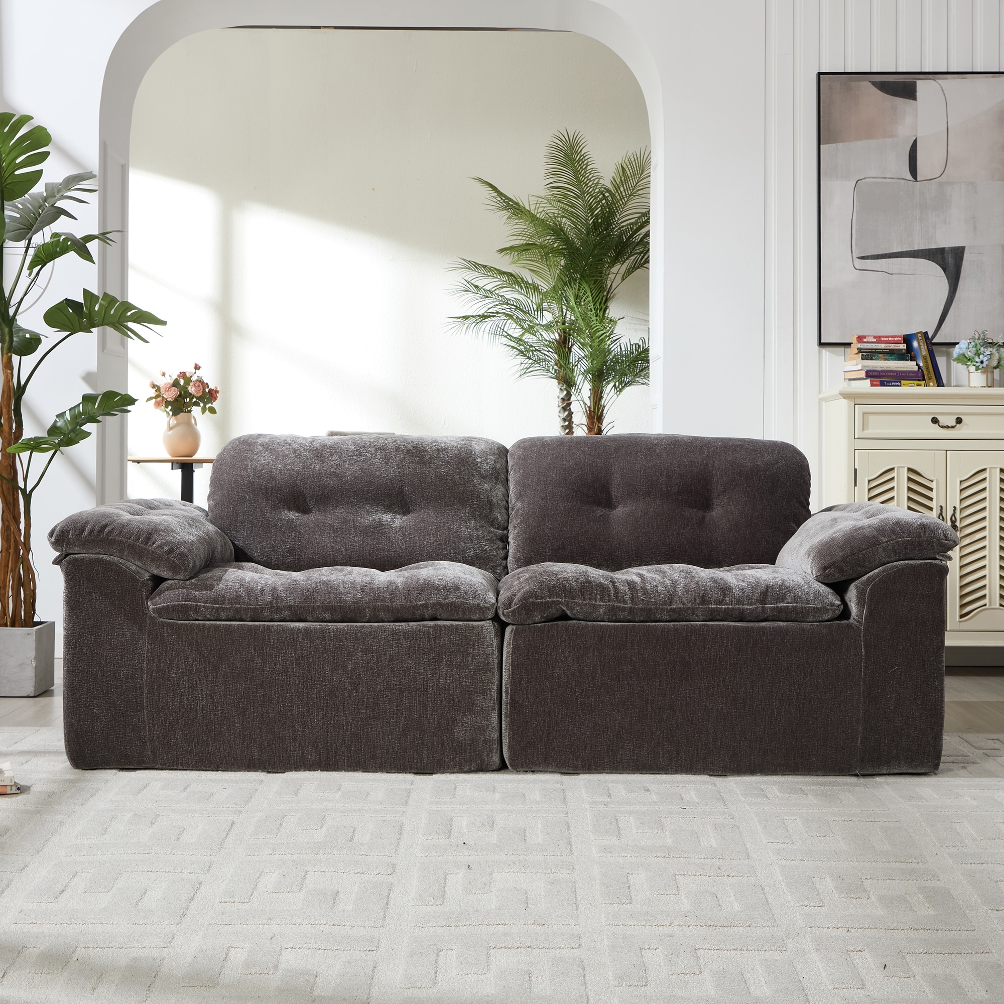 Modular Convertible Cushioned Sleeper Sofa Set