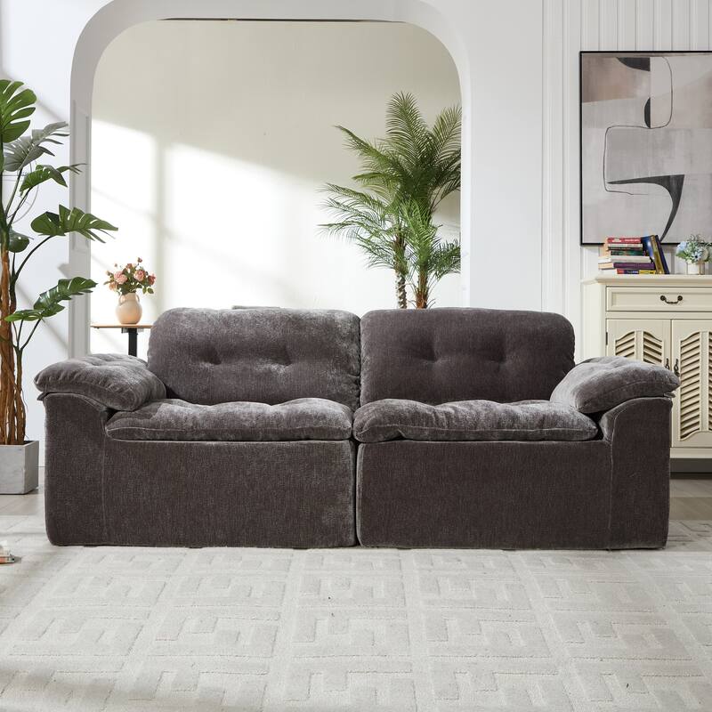 Modular Convertible Cushioned Sleeper Sofa Set - Grey(2Seat)