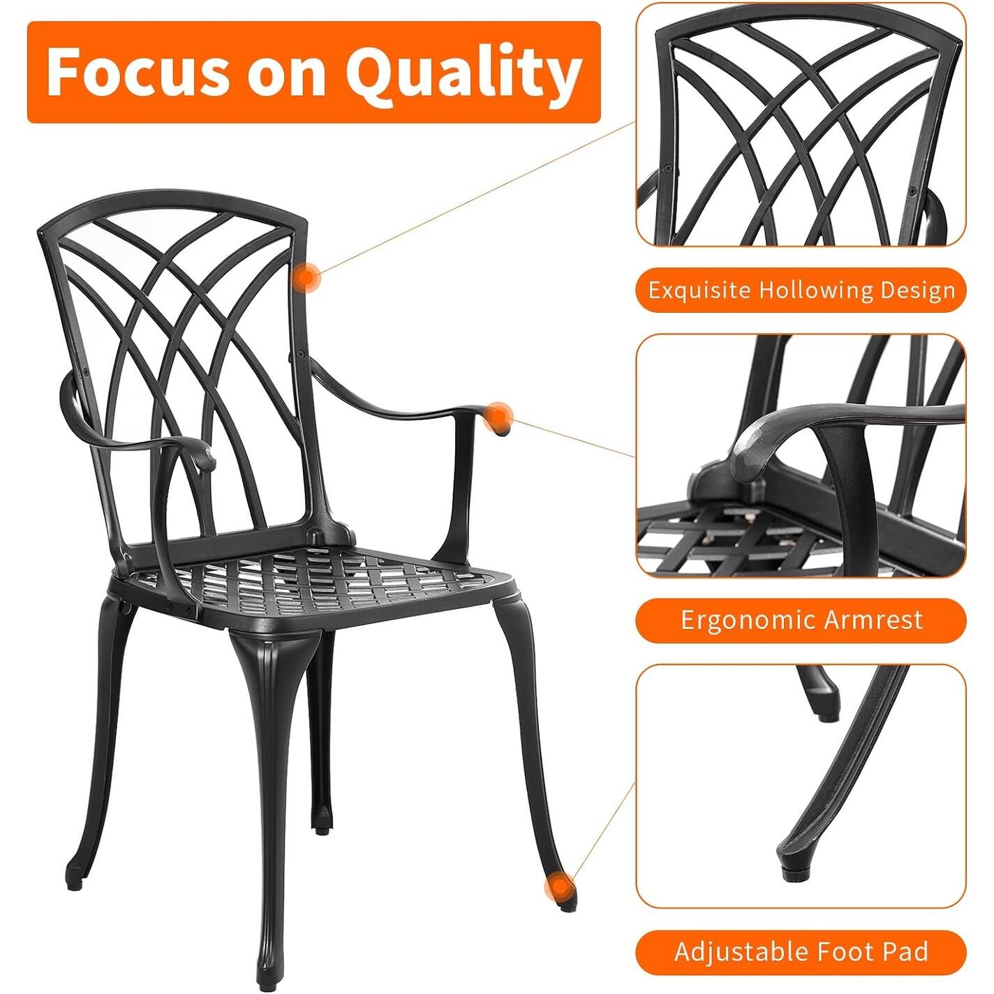 Round Patio Bistro Sets,Cast Aluminum Table and Chairs Set of 2 Bed