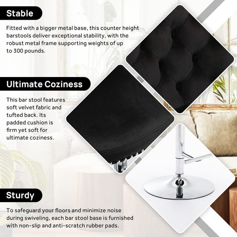 Swivel Foam Barstools Adjusatble Seat Set of 4