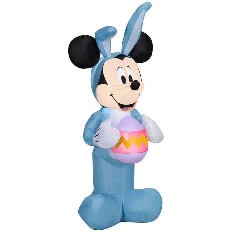 Gemmy Airblown Inflatable 4ft Mickey in Blue Bunny Suit Disney Easter Yard Decor
