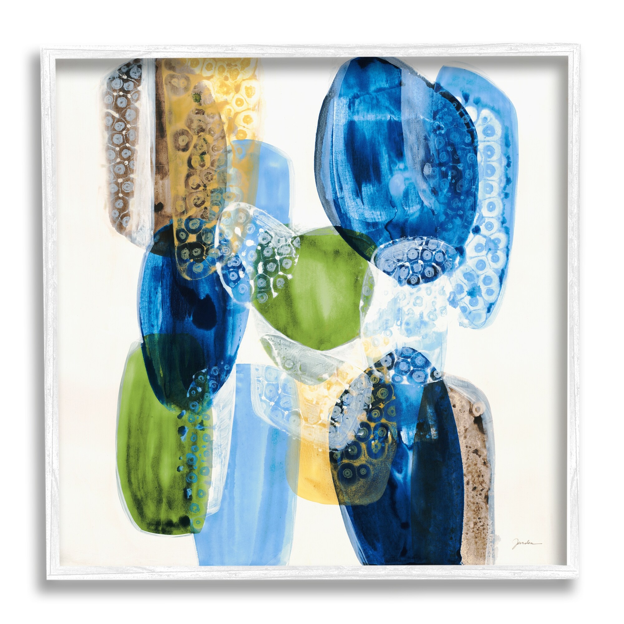 Stupell Blue Modern Abstract Rocks Framed Giclee Art Design by Liz Jardine