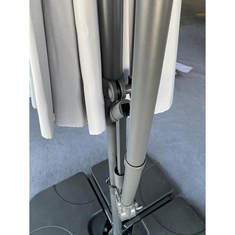 Solar Patio Outdoor Umbrella Hanging Cantilever Umbrella with 32 LED Lights for Garden and Outdoor -Gray