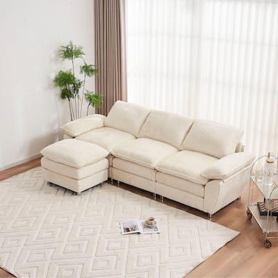 Modern Upholstered Polyester Sleeper Sofa with Ottoman