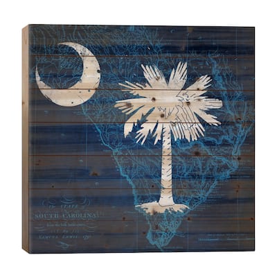 South Carolina (Vintage Map) Print On Wood by iCanvas - Multi-Color