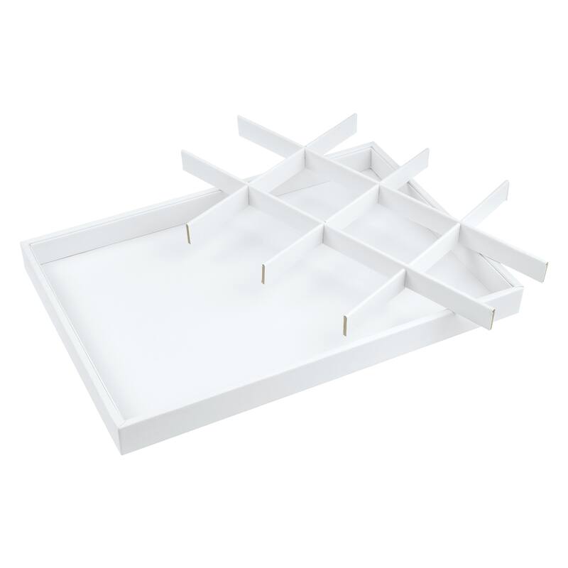 Set of 2 Stackable PU Leather Jewelry Organizer Trays with Removable Dividers for Drawers, Jewelry Organizer Drawer Case Storage
