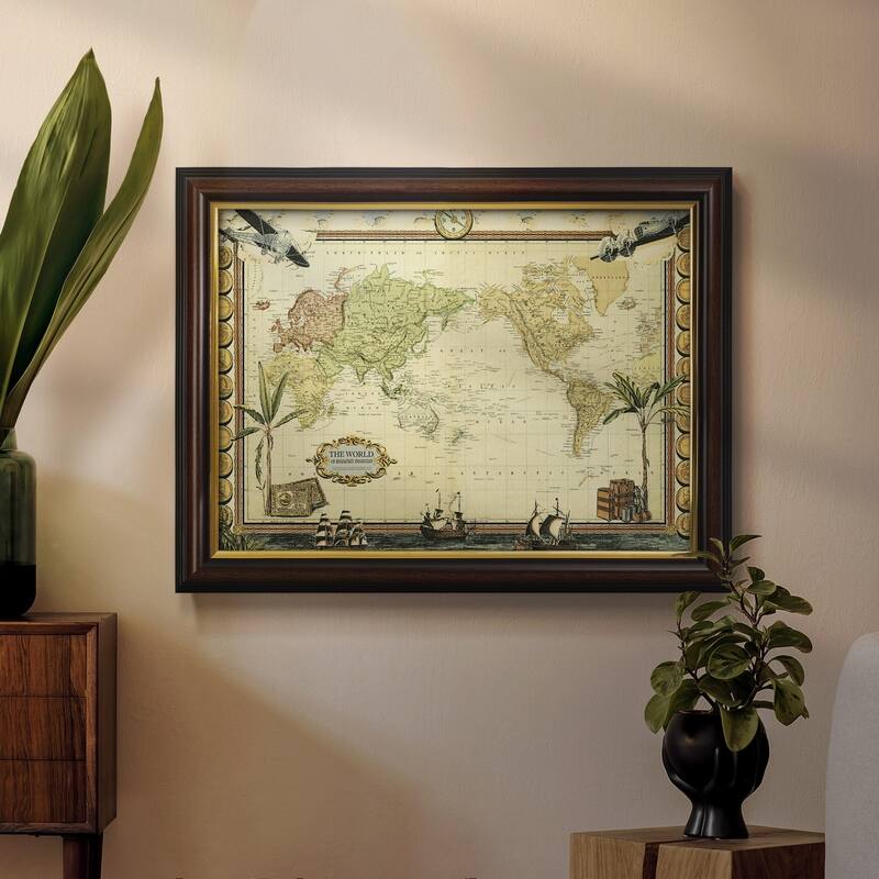 Adventure Map Premium Framed Canvas- Ready to Hang