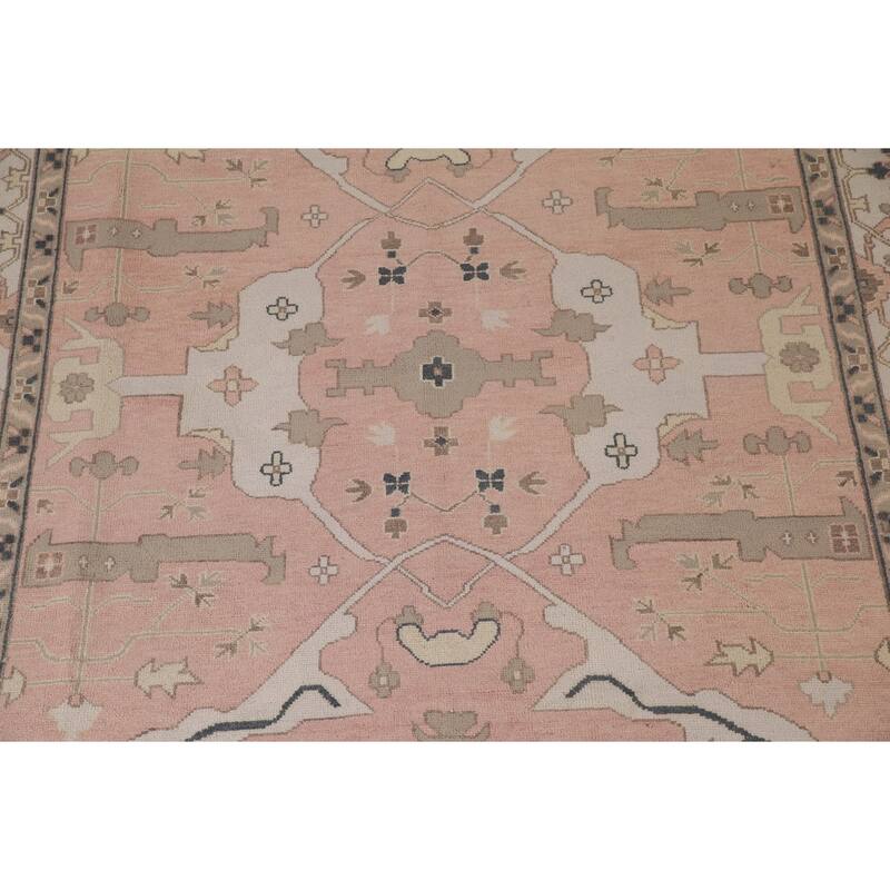 Pink Oushak Oriental Large Rug Hand-Knotted Wool Carpet - 10'0"x 13'10"