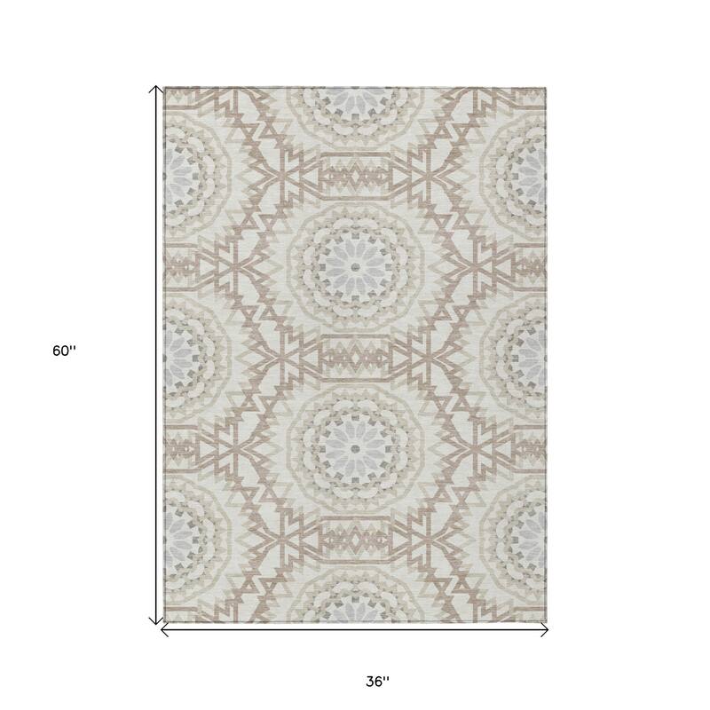 HomeRoots Floral Medallion Transitional Rectangle Outdoor Rug