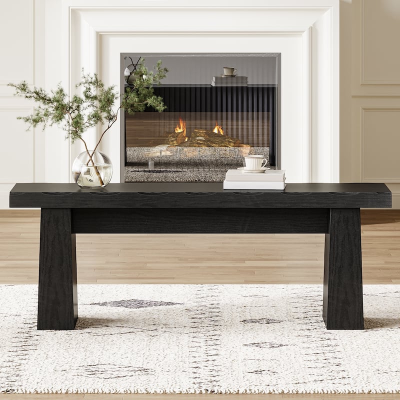 47'' Wood Bench with Double Pedestal for Entryway Kitchen Bedroom