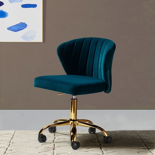 Ilia Vevet Upholstered Task Chair With Gold Base For Home Office 