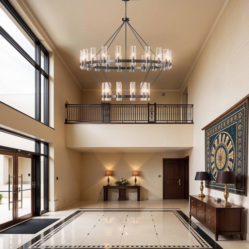 KAYLA 60in 30-Lights Gold Luxury Wagon Wheel Chandelier