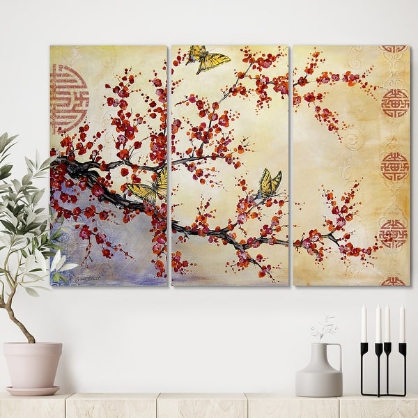 Modern Canvas Print Painting Wall Art Butterflies cherry blossoms Home Decor 