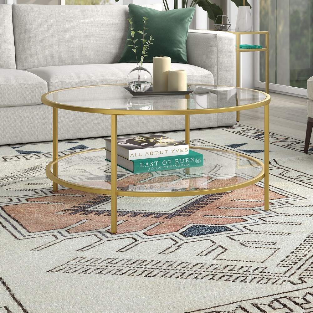 Silver orchid henderson faux sales stone goldtone round coffee table
