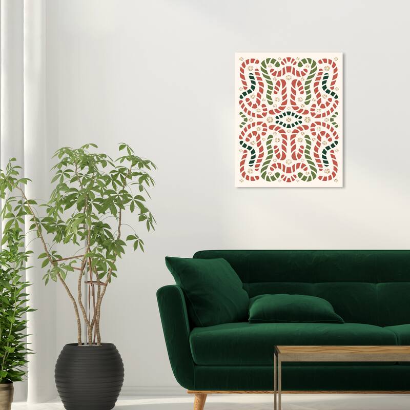 Wynwood Studio Canvas Holiday and Seasonal Candy Canes Artwork Glitter Red Modern & Contemporary Wall Art Canvas Print - 20 x 24