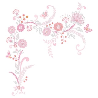 Lambs & Ivy Happi by Dena™ Charlotte Pink/Gray Floral Nursery Wall Decals/Appliques, closeout