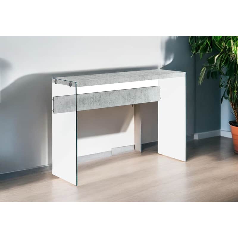44" Stylish Modern Wood Top Console Table with Transparent Glass Base Modern Accent for Living Room - 44”L x 15.75”W x 32”H