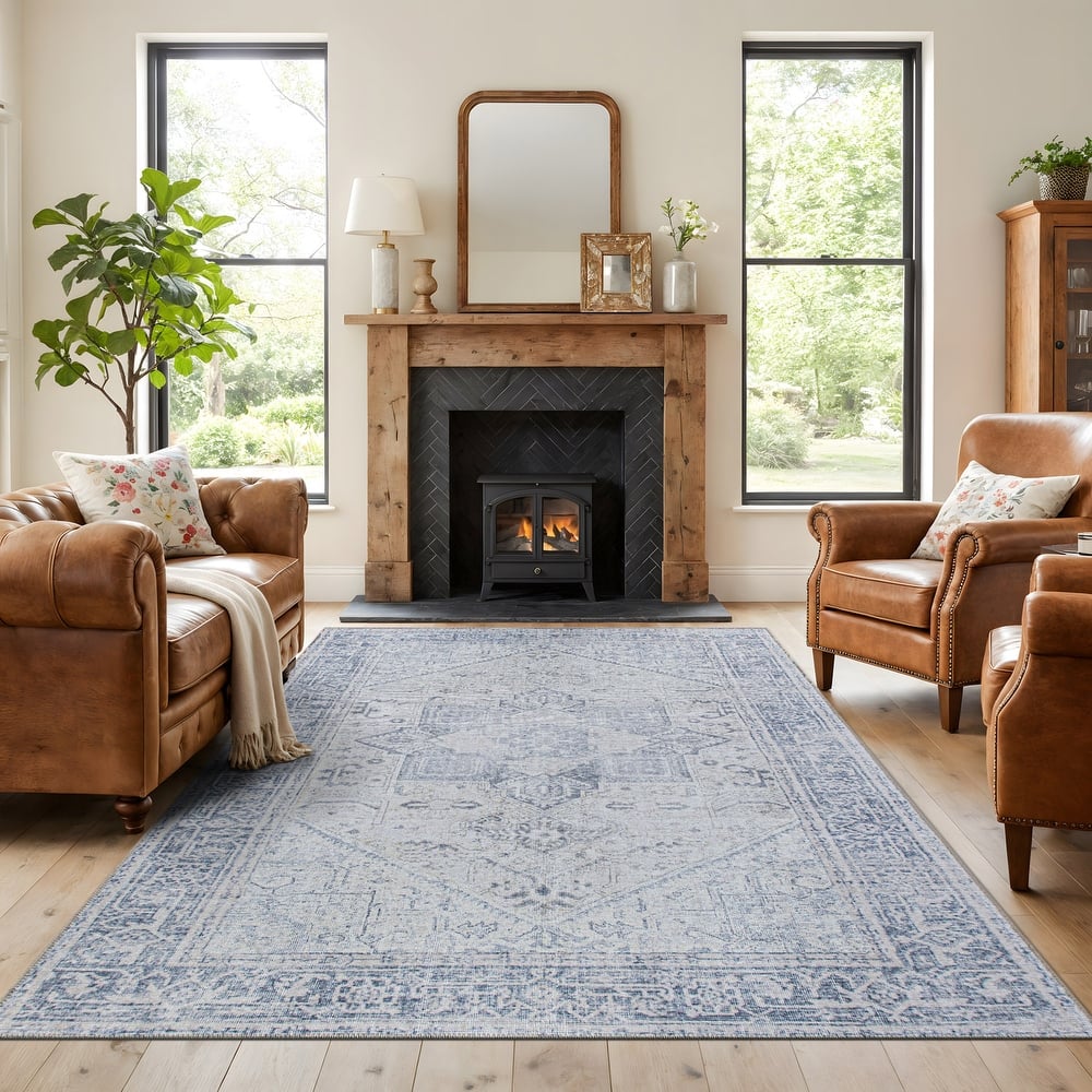 World Rug Gallery Medallion Boho Washable Area Rug