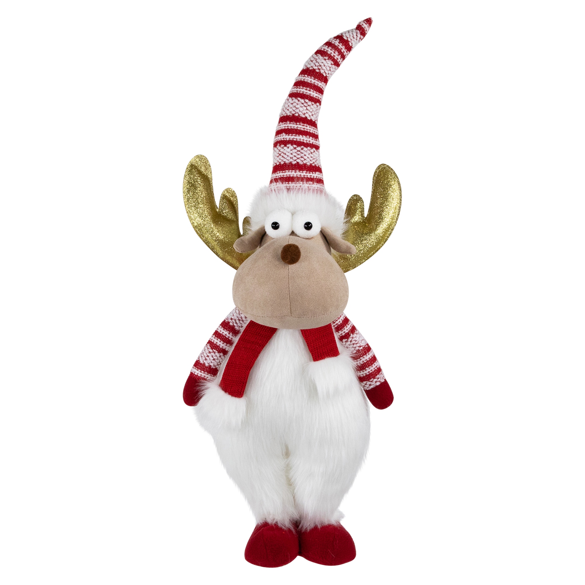 Standing Plush Moose Christmas Figure with Glitter Antlers - 25