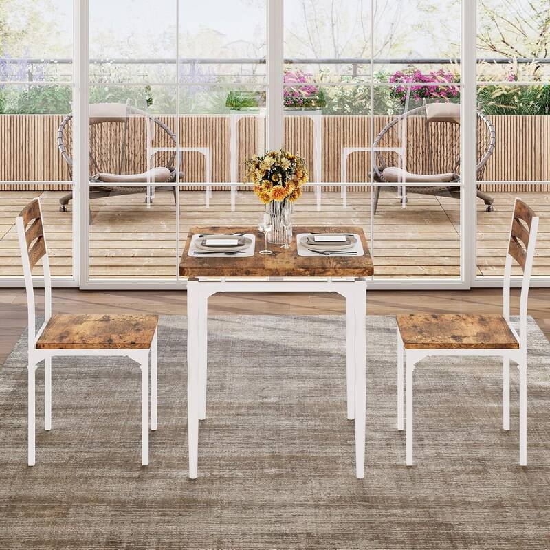 3 Piece Dining Table and Chairs Set for Dining Room Kitchen Apartment