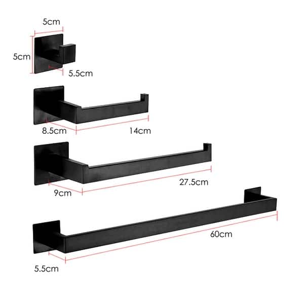 dimension image slide 1 of 8, Matt Black Bathroom Hardware Set Towel Shelf Wall Mounted Towel Rack
