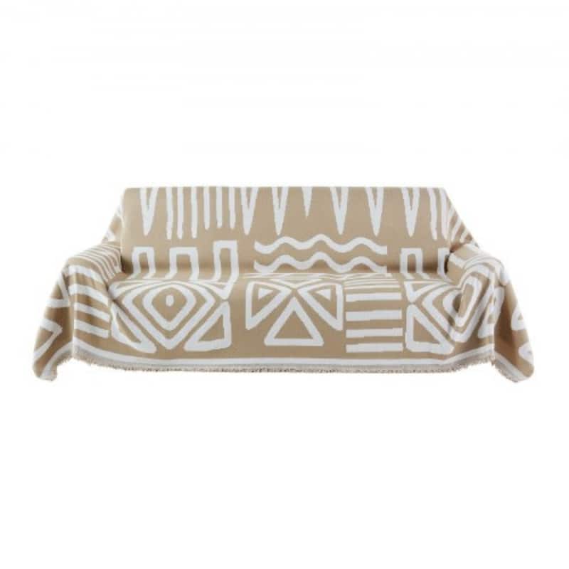Khaki Jacquard Chenille Sofa Protector 117x71 Inch Full Coverage Couch Throw Blanket - 117.72” x 71.26”