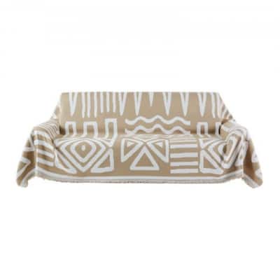 Khaki Jacquard Chenille Sofa Protector 117x71 Inch Full Coverage Couch Throw Blanket - 117.72” x 71.26”