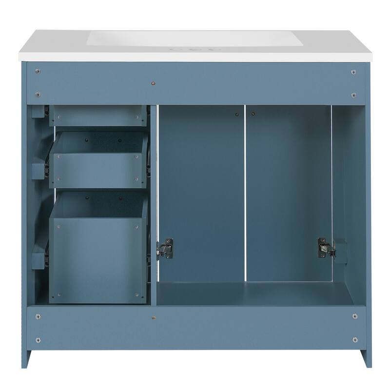 36'' Freestanding Bathroom Vanity with White Integrated Ceramic Sink - 36'' x 18.3'' x 33.7''